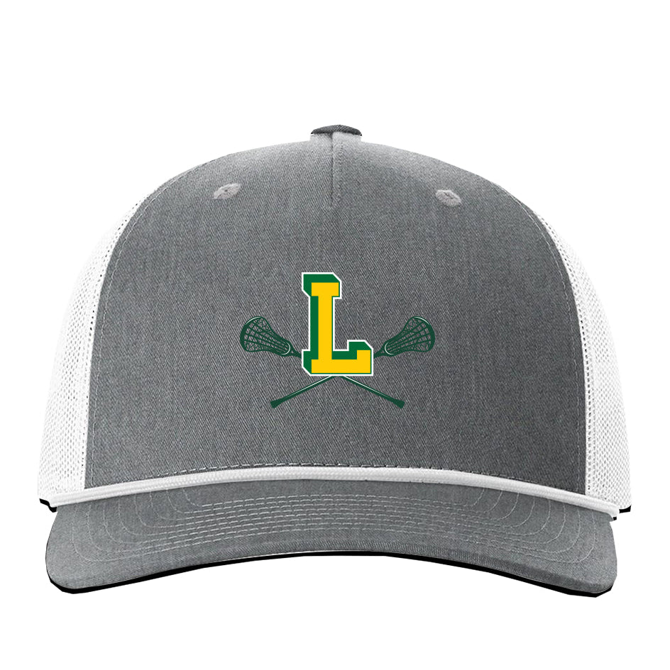"L" Lacrosse White Mesh Trucker with Rope